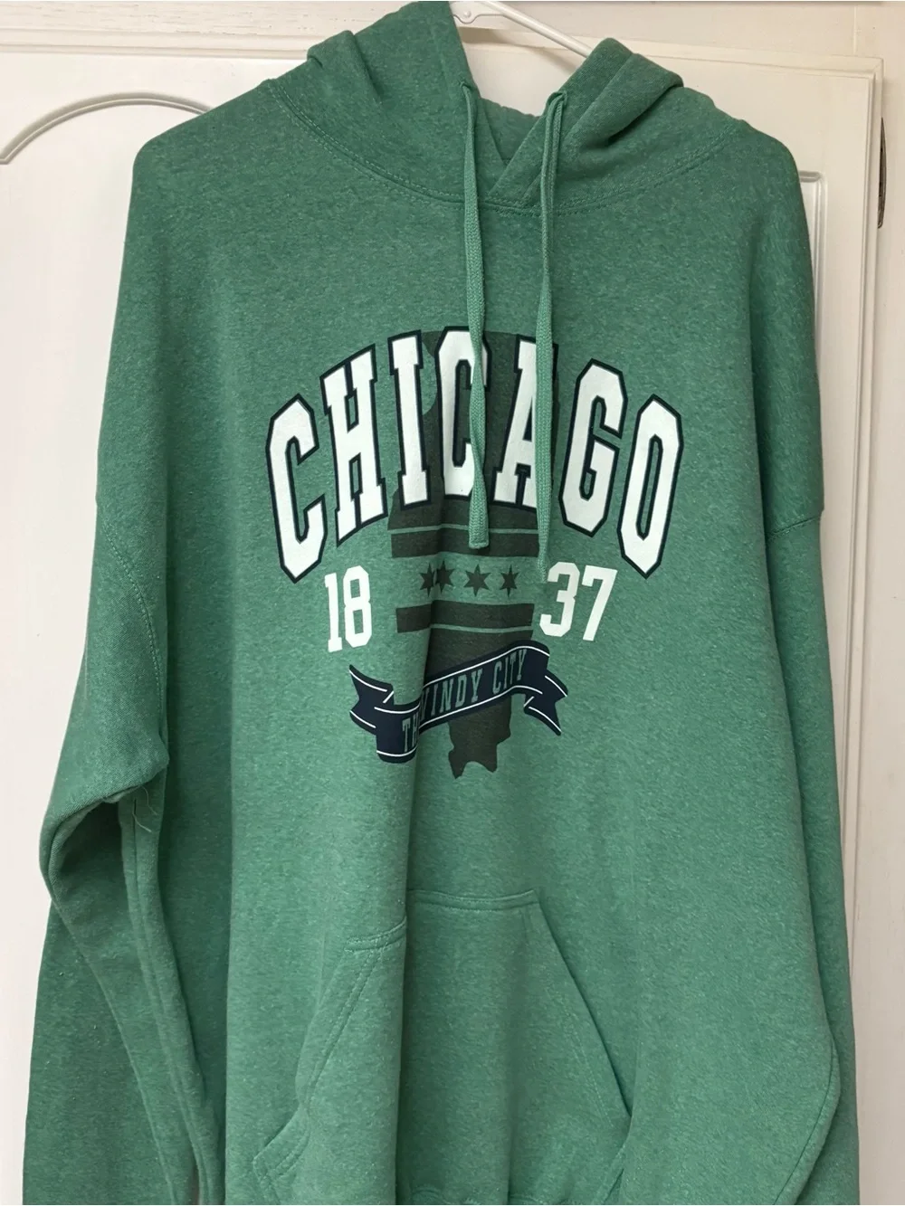 Green Crewneck Sweatshirt with Chicago Graphic